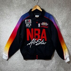 NBA Racing All Star Authmade Stadium Jacket Mens Large Black Gradient NWOT